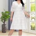 thumbnail image 1 of LSLJS Robe Aguichant de Mode en Dentelle à Col en V pour Femme Grande Taille avec Robe à Manches Mi-Longues, Robes de Cocktail pour Femme pour Soirée, 1 of 7