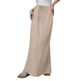 thumbnail image 1 of GPOECD Linen Maxi Skirts For Women Summer Comfortable Drawstring Waist A Line Boho Long Flowy Skirt, 1 of 7