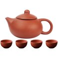 thumbnail image 1 of 1 Set Handmade Antique Teapot Purple Sand Teapot Ceramic Teapot Pu-erh Tea Brewing Pot Set, 1 of 8