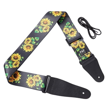 Unique Bargains Faux Leather End National Style Adjustable Acoustic Electric Guitar Shoulder Strap Belt