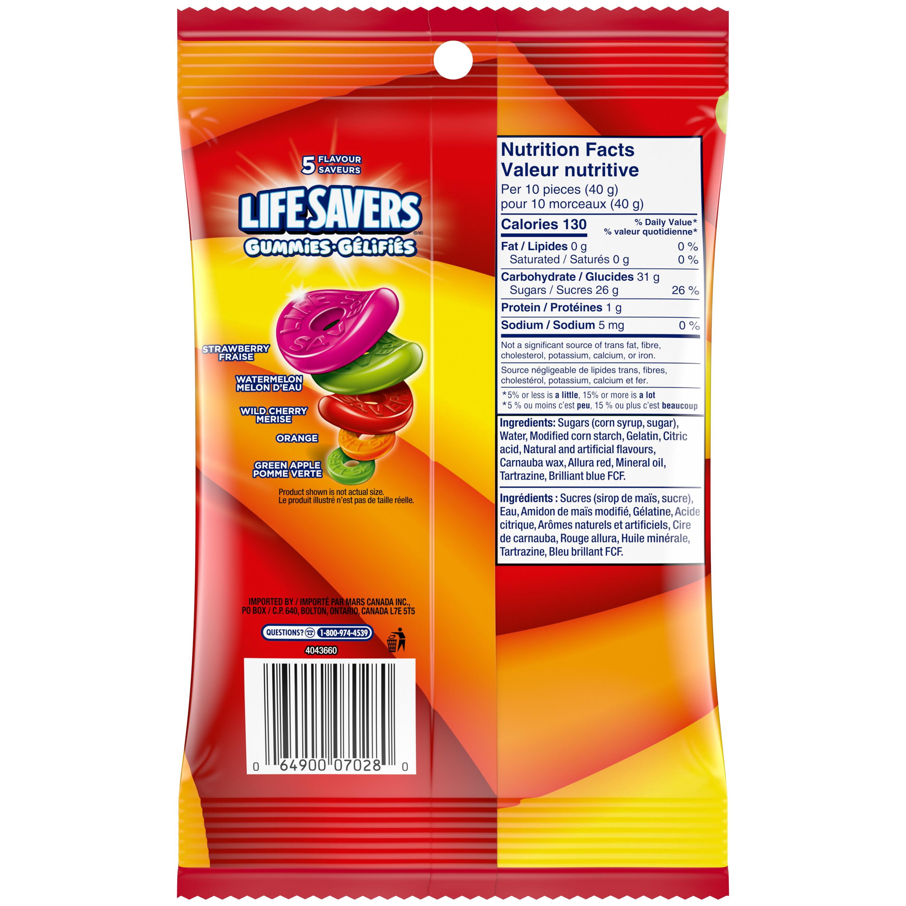 LIFE SAVERS, Five Flavour Gummy Candy, Bag, 180 g