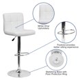 thumbnail image 2 of Contemporary White Quilted Vinyl Adjustable Height Barstool with Chrome Base, 2 of 9