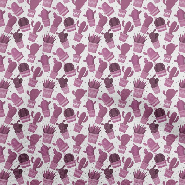 oneOone Rayon Pink Fabric Cactus Craft Projects Decor Fabric Printed By The Yard 56 Inch Wide