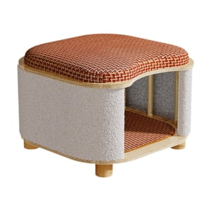 Xuanheng Tabouret de chat d'été Meubles pour animaux Sturdy Cat Hideaway Petit chaton Maison en bois Taboureau de chat Condo pour chats Kitten Exercice A