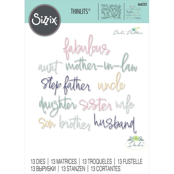 Sizzix Thinlits Dies By Debi Potter 13/Pkg-Fabulous Family Names