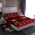 thumbnail image 1 of Erosebridal Boho Aztec King Sheet Sets, Red Abstract Bedding King Size, Triangle Room Decor 4 Pieces, 1 of 7