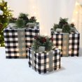thumbnail image 4 of 3Pcs/Set Christmas Gift Box Decoration Red Black White Plaid Ribbon Bowknot Pine Cone Needle  Tree Holiday Present Box Ornament Kit, 4 of 9