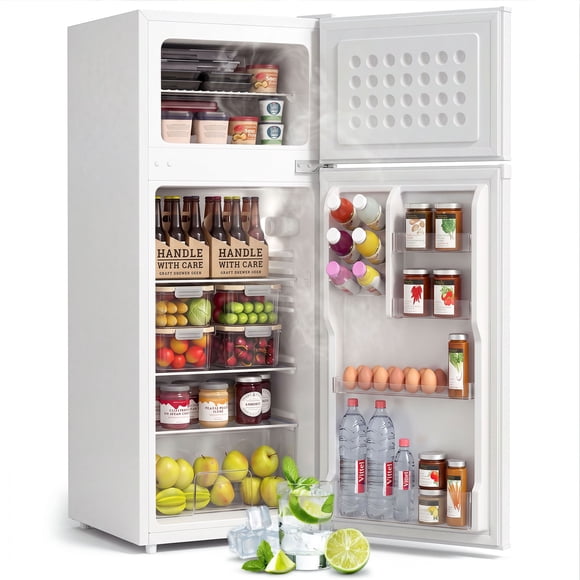 HOMCOM Mini-Frigo de 7,7 Pi3 avec Congélateur, Thermostat Réglable, Blanc