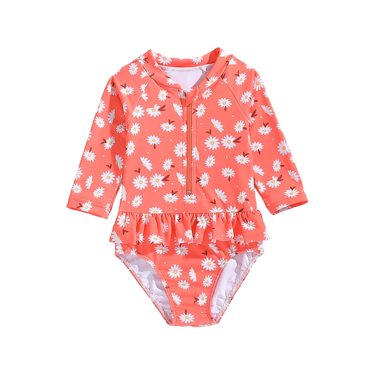 Pisexur Girls Swimsuits Maillot de Bain une Pièce pour Filles en Tissu de Haute Qualité, Manches Longues, Fermeture Éclair, Protection Solaire UPF 50+, 2-6 Ans