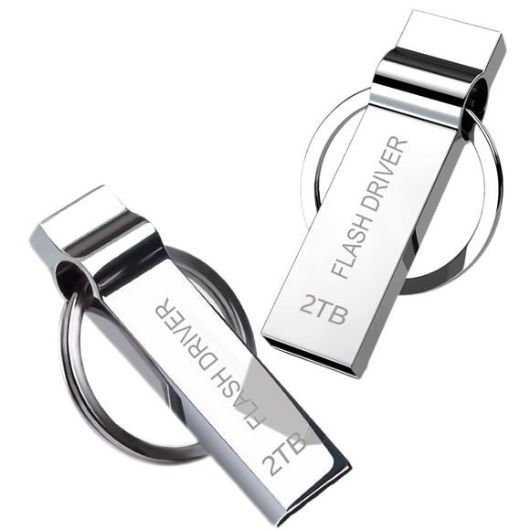 USB Drive Clé 2000GB Clé USB Haute Vitesse Clé USB Design Rotatif Clé Mémoire pour Ordinateur Clé Zippée Clé USB de Sauvegarde Jump - Argent