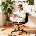 thumbnail image 4 of FDW Chaise Croisée, Roues Assise en Tailleur Bureau Moderne Pivotante Hauteur Réglable Siège Grand Tâche Informatique Confortable Tissu Sans Accoudoirs, Noir, 4 of 7