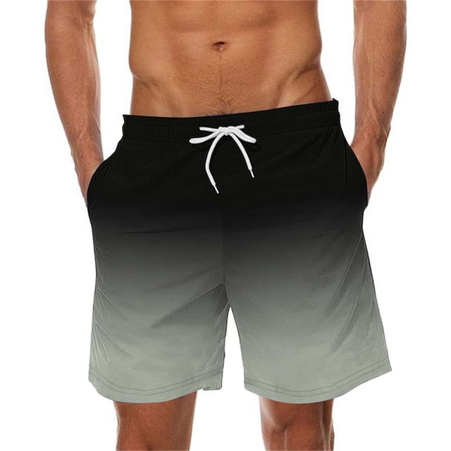 Yuzhih Summer Shorts for Men 2025 Trendy Gradient Color Short Pants Big and Talls Quick Dry Drawstring Beach Shorts