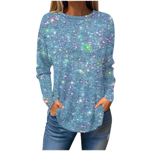 FAIWAD FAIWAD Tuniques à Manches Longues pour Femmes Col Rond Tendance Légères Grande Taille Chandails à Enfiler
