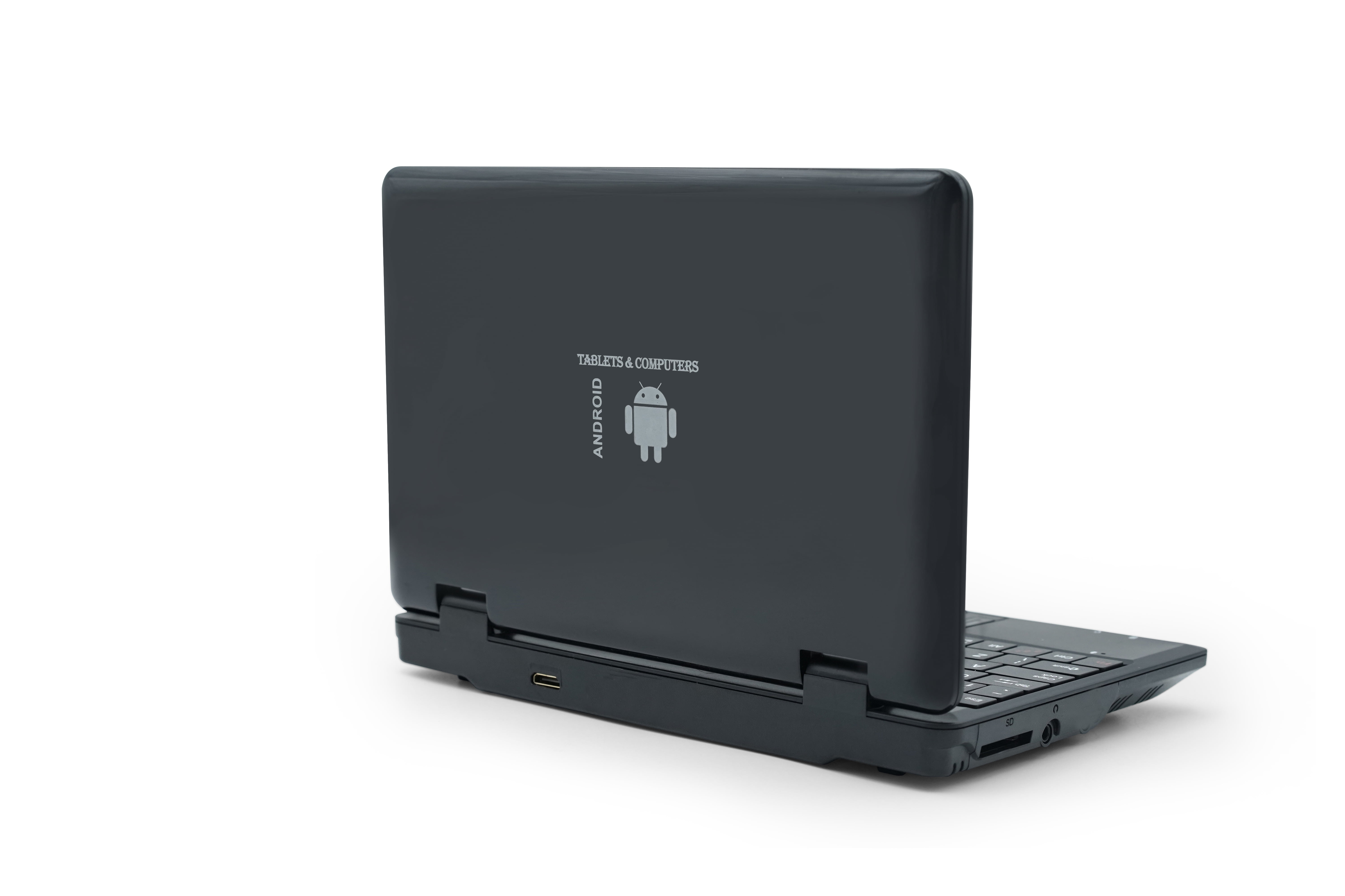 T&C Netbook Laptop Computer for Kids. Portable 7" Inch Screen powered by Android 13.0 Operating System, USB, Bluetooth, Wi-Fi- Black