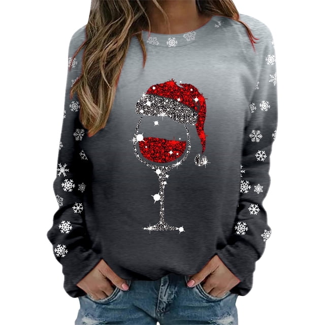 Chandail Ample à Manches Longues pour Femmes avec Imprimé « Merry Noël », Col Rond, Chandail en Molleton, Grande Veste pour Femmes, Coupe Ajustée, Chandail à Enfiler, Hauts, Chandails en Molleton, Chandails Décontractés à Manches Longues, Chandails d'Entraînement, Blouse Ample