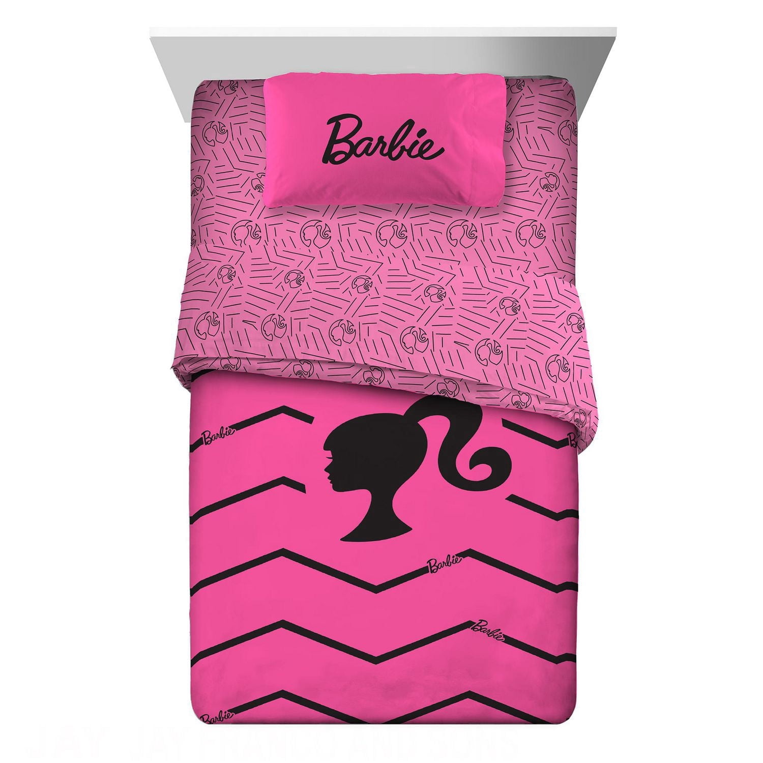 Édredon pour lit 1 place/double et taie d'orieller Barbie "Barbie Chevron"