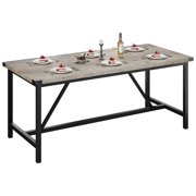 70.8 Inch Large Farmhouse Kitchen Table, Rectangle Dining Table for 8 People, Wooden Home Office Desk with Metal Legs, Modern Dinner Table for Dining Room, Living Room, Gray