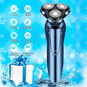 Rasoir électrique pour hommes, Rasoirs électriques pour hommes mouillés, Rasoir d'eau pour hommes Rasoirs électrique rechargeables pour homme pour le voyage,Usb sans fil visage machines rotatives pour rasoir pour mari papa