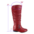 thumbnail image 2 of Bottes Cavalières à Fermeture Éclair pour Femmes, Hauteur Genou, Décontractées, Talon Plat Bas, Bottes d'Hiver, Chaussures ( Rouge, 8), 2 of 5