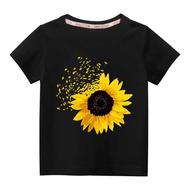 EGNMCR Blouses & Chemises à Manches Courtes Col Rond pour Tout-Petits Garçons Filles Mode Mignon Col Rond Imprimé Haut à Manches Courtes Blouse Fille