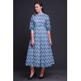 thumbnail image 4 of Bimba Robe à Manches Retroussables Imprimée Ikat pour Femmes, Col Mandarin, Chemise Boutonnée - XX-Grand, 4 of 5