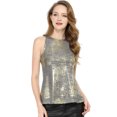 thumbnail image 1 of INSPIRE CHIC Junior's Metallic Shiny Tank Top Party Club A-Line Shimmer Camisole, 1 of 6