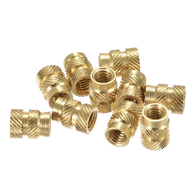Uxcell Knurled Insert Nut M4 x 8mm L x 6mm OD Female Thread Brass Embedding Nut 60 Pack