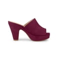 thumbnail image 3 of BLISSFUL STEP Women's Shoes Chunky Platform Open Toe Slides Block Heel Sandals Burgundy 7.5, 3 of 8