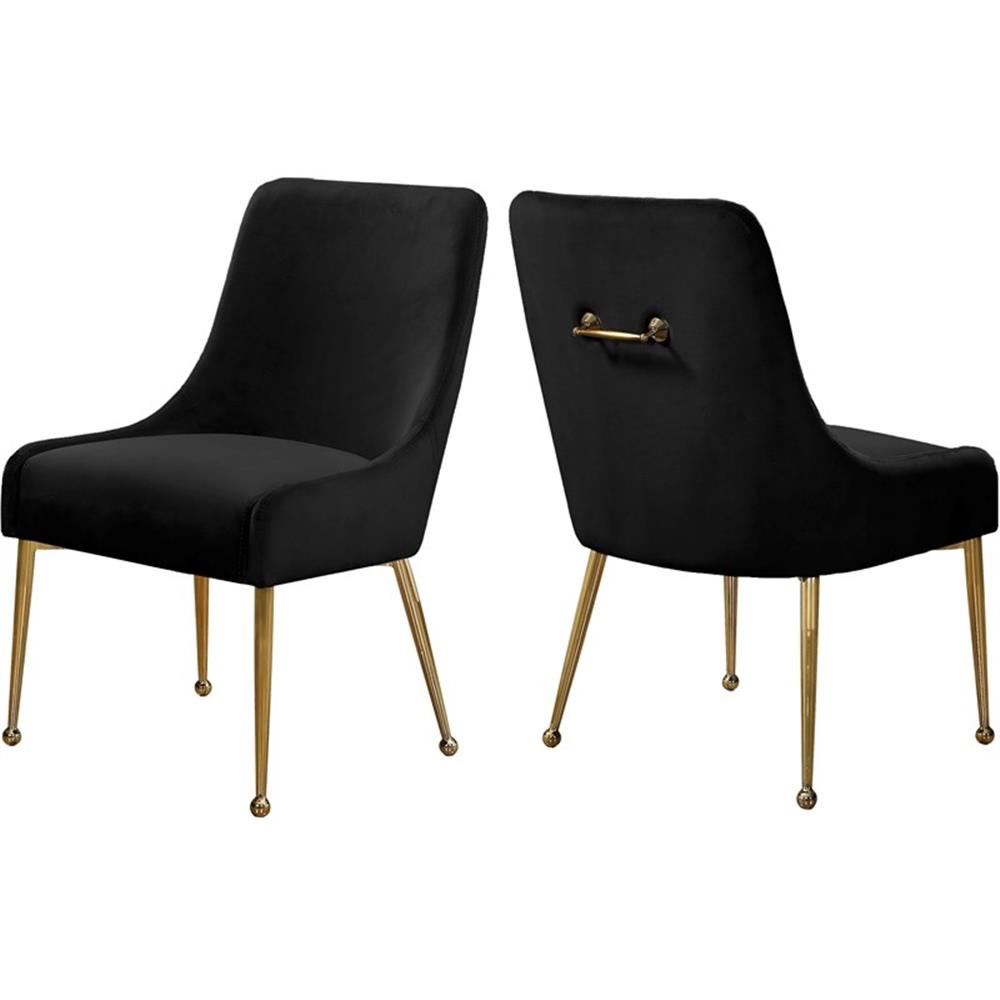 Pemberly Row Chaise de Salle à Manger Moderne en Velours de 19,5 Po H, Noire (Ensemble de 2)
