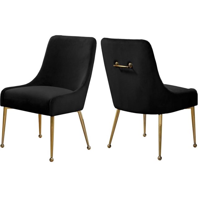 Pemberly Row Chaise de Salle à Manger Moderne en Velours de 19,5 Po H, Noire (Ensemble de 2)