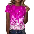 thumbnail image 1 of Dealovy T-Shirts pour Femmes Décontractés à Manches Courtes Tuniques Imprimées Col Ras du Cou Été Amples Confortables Blouses, 1 of 4