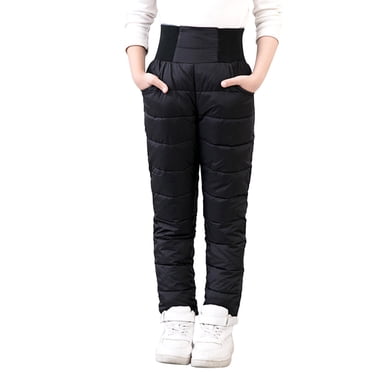 GDREDA Pantalon de Neige Filles Garçons 2-9 Ans Épais Hiver Chaud Pantalon Fille Vêtements d'Activité Noir,6-7 Ans