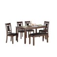 thumbnail image 1 of Topline Home Furnishings 6pc Solid Wood Dining Set<br>Includes: Table, 4 Chairs and Bench, 1 of 9