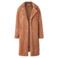 thumbnail image 3 of Innerwin Manteau en Polaire Duveteuse pour Femmes, Veste Mi-Longue à Col Rabattu, Caramel m, 3 of 7