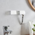 thumbnail image 2 of White Wall Mounted Shaving Tool Rack Bathroom Storage Box Waterproof Transparent Hook Bracket Punch Free Organizer For Razor Brush Daily Use 0.07 Lb, 2 of 7