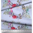 thumbnail image 2 of Soimoi Blue Poly Georgette Fabric Insect,Rose & Wreath Flower Print Fabric by The Yard 42 Inch Wide, 2 of 3