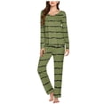 thumbnail image 2 of Timegard Pajamas Sets for Women 2 Piece Stripted Long Sleeve V Neck Ruched Top and Pants Fall Pjs Outfits, 2 of 5