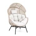 thumbnail image 1 of Gymax Wicker Stationary Egg Chair Lounge Basket Sofa Chair w/ Heavy-Duty Metal Frame White, 1 of 6
