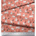 thumbnail image 3 of Soimoi Orange Rayon Fabric Mushroom,Oaknut & Rabbit Animal Print Fabric by The Yard 42 Inch Wide, 3 of 4