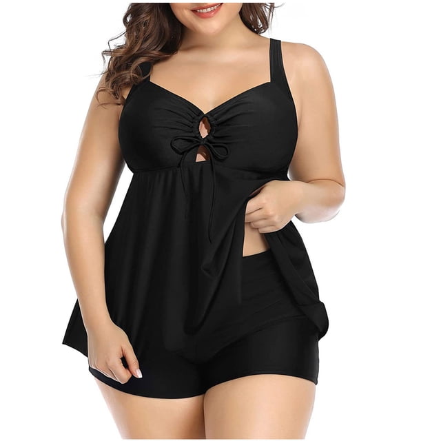 Birdeem Plus Size Women Swimsuit High Waist Solid Conservative Split Swimwear