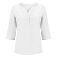 thumbnail image 4 of Babysbule Manches 3/4 pour Haut d'Été pour Femmes Col Rond T-Shirt Ample Mode Tunique à Boutons 2025, 4 of 8