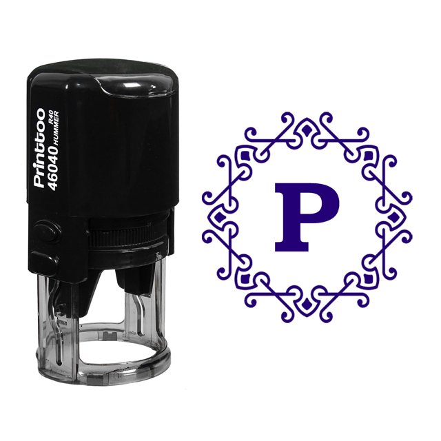 Printtoo Alphabet P Monogram Initial Octagon Celtic Swirl Frame R-40 Office Stationary Self Inking Rubber Stamp-Violet
