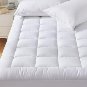 CozyLux Queen Size Mattress Pad Pillow Top Cotton Cooling Mattress Topper 8-21" Deep Pocket Mattress Cover Quilted Fitted Cooling 450GSM Mattress Protector (60x80 inch,W