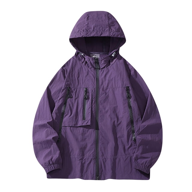 TIMIFIS Veste à Capuche Décontractée de Protection Solaire pour Hommes à Manches Longues avec Fermeture Éclair, Légère, Confortable, de Couleur Unie, Veste Athlétique pour la Randonnée, la Course, le Golf, les Sports