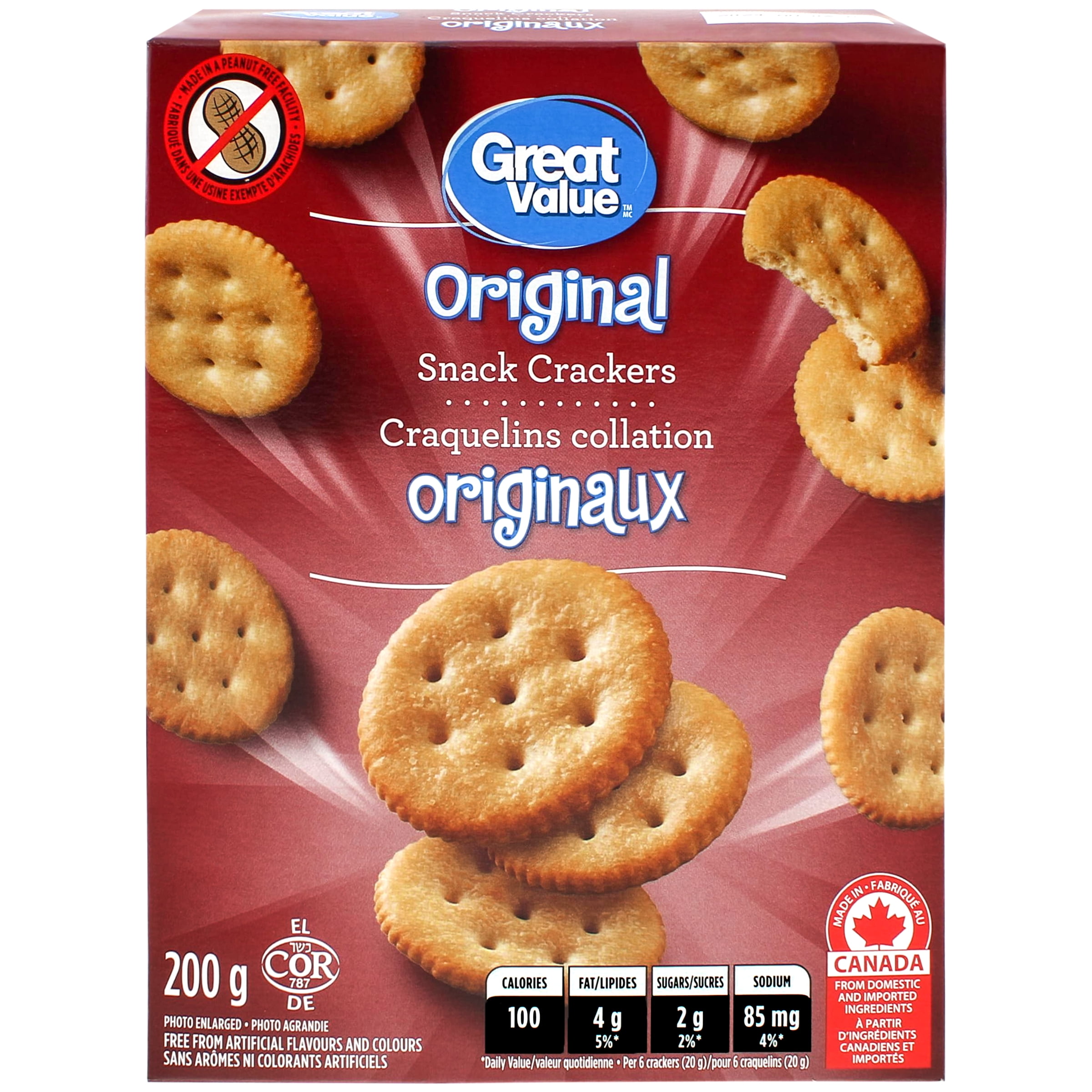 Great Value Original Snack Crackers 200g Box (Cardboard)