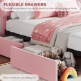 thumbnail image 4 of Bingirl Pink Queen Bed Frame with Storage Headboard and 2 Drawers, Boucle Upholstered Platform, Built-in Bookcase, No Box Spring Needed, Easy Assembly, Durable & Stylish for Girls, 4 of 7