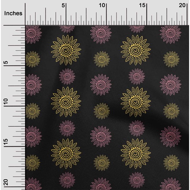 oneOone Viscose Jersey Fabric Spiral & Floral Block Printed Craft Fabric BTY 60 Inch Wide