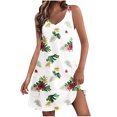 thumbnail image 1 of Staron Robe Femme Liquidation à Moins de 10 $ Ample Col en V Fluide Bohème Robe d'Été Vacances Plage Sans Manches Imprimé Floral Robes Trapèze TG, 1 of 7