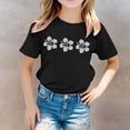 thumbnail image 2 of WEIYLL T-Shirt pour Filles Imprimé Floral Col Rond Manches Courtes Décontracté Doux pour Enfants 5-6 Ans, 2 of 5