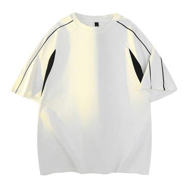 Styesk T Shirts for Man Solid-Color Loose Casual Fashionable Short Sleeve Round-Neck Top Blouses